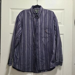 vintage Knights of Round Table‎ Men's Casual Striped Button-Down Shirt Large